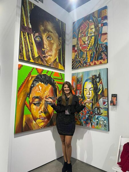 3 Décembre - My close friend Negra Duran at art Basel, rescuing her roots and the faces of the wayuu children of my country.
