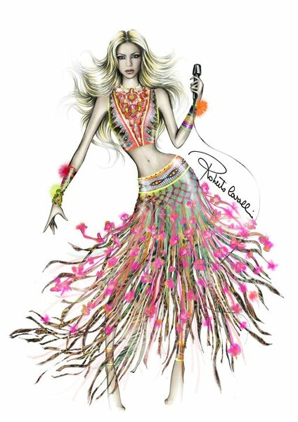 2010 - Croquis des tenues pour la coupe du monde football par Roberto Cavalli
